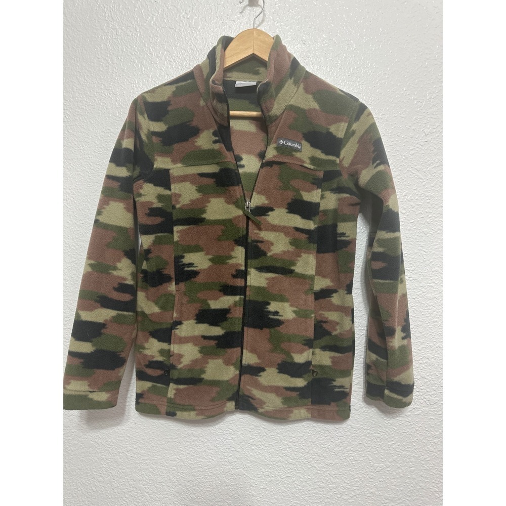 Columbia Boys Camo Fleece Jacket Zip Up Size Large 14 16
